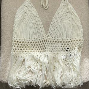 Windsor Knit Fringe Halter Top